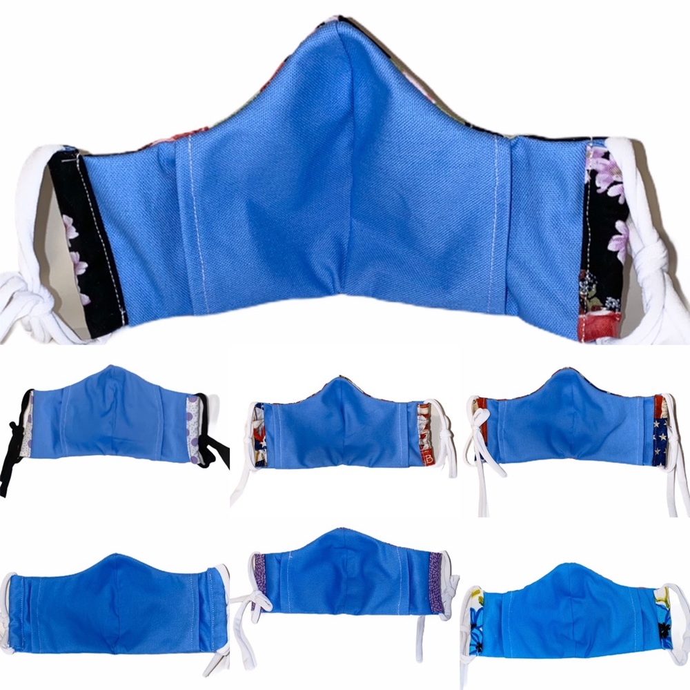 100% Cotton 3 Layers Gingham Print Adult Facemask - Picture 7 of 7